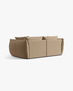 CANAPEA MODULARA CHRIS, CU 3 LOCURI, 220X100, BEJ MIGDALA, CU TAPITERIE DIN TEXTIL CATIFEA CASINO, MICADONI - Img 2