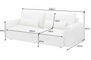CANAPEA PENTRU 3 PERSOANE INVICTA HAMPTONS 40563, GRI, DIN LEMN SI POLIESTER, STIL MODERN, TH - Img 5