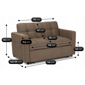 CANAPEA RABATABILA, ARTIM MEBLE, REALIZAT DIN MATERIAL TEXTIL MARO SI METAL, STIL MODERN - Img 16