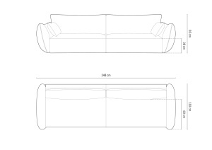 CANAPEA SPATIOASA SI CONFORTABILA KAELLE, 248 CM, CU 4 LOCURI, CAPPUCCINO, CU TAPITERIE DIN TEXTIL CATIFEA BLUVEL, MICADONI - Img 6
