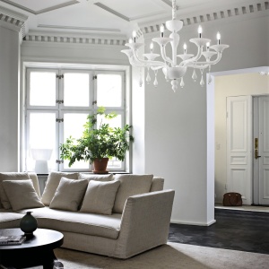 CANDELABRU MIRAMARE SP8, ALB, DIN STICLA, STIL MODERN - Img 2