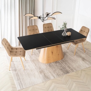 CEL MAI MIC PRET!!!MASA EXTENSIBILA 160-200CM, ARTIM MEBLE, REALIZATA DIN METAL, LEMN SI MDF, CERAMICA, CULOARE NEGRU/STEJAR, STIL MODERN - Img 10