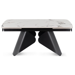CEL MAI MIC PRET!!!MASA EXTENSIBILA 160-240CM, ARTIM MEBLE, REALIZATA DIN METAL SI CERAMICA, CULOARE MARMURA ALBA/NEGRU, STIL MODERN