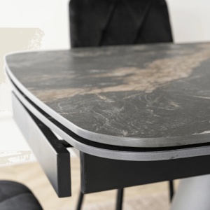 CEL MAI MIC PRET!!!MASA EXTENSIBILA 160-240CM, ARTIM MEBLE, REALIZATA DIN METAL SI CERAMICA, CULOARE MARMURA NEAGRA/NEGRU, STIL MODERN - Img 7