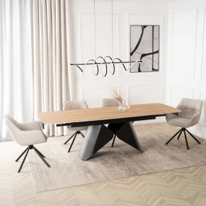 CEL MAI MIC PRET!!!MASA EXTENSIBILA 160-240CM, ARTIM MEBLE, REALIZATA DIN METAL SI CERAMICA, CULOARE MARMURA STEJAR/NEGRU, STIL MODERN - Img 5