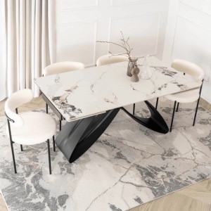 CEL MAI MIC PRET!!!MASA EXTENSIBILA 160-240CM, ARTIM MEBLE, REALIZATA DIN METAL SI CERAMICA, CULOARE MARMURA ALBA/NEGRU, STIL MODERN