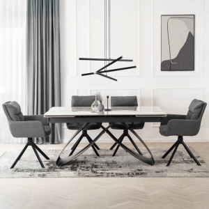 CEL MAI MIC PRET!!!MASA EXTENSIBILA 160-240CM, ARTIM MEBLE, REALIZATA DIN METAL SI CERAMICA, CULOARE MARMURA GRI/NEGRU, STIL MODERN - Img 4
