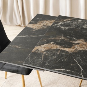 CEL MAI MIC PRET!!!MASA EXTENSIBILA 160-240CM, ARTIM MEBLE, REALIZATA DIN METAL SI CERAMICA, CULOARE MARMURA NEAGRA/AURIE, STIL MODERN - Img 4