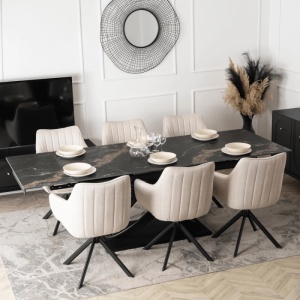 CEL MAI MIC PRET!!!MASA EXTENSIBILA 160-240CM, ARTIM MEBLE, REALIZATA DIN METAL SI CERAMICA, CULOARE MARMURA NEAGRA/NEGRU, STIL MODERN - Img 4
