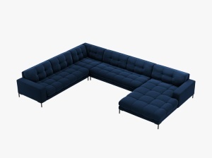 COLATR MAMAIA, CU 7 LOCURI, PE STANGA, ALBASTRU ROYAL BLUVEL 86, CU TAPITERIE DIN CATIFEA, MICADONI - Img 3