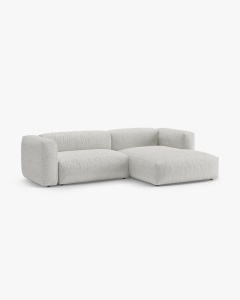 COLTAR CU 2 LOCURI, MARTINA, PE DREAPTA, 280 CM, MELANJ GRI BEJ, TAPITAT CU TAPITERIE DIN TEXTIL BOUCLE MONET, MICADONI - Img 2