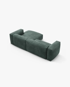 COLTAR CU 2 LOCURI, MARTINA, PE DREAPTA, 280 CM, VERDE MUSCHI, TAPITAT CU TAPITERIE DIN TEXTIL CATIFEA VOGUE, MICADONI - Img 5