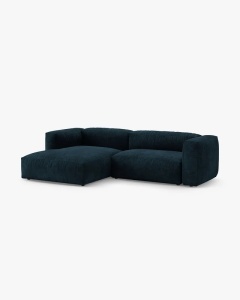 COLTAR CU 2 LOCURI, MARTINA, PE STANGA, 280 CM, ALBASTRU INCHIS, TAPITAT CU TAPITERIE DIN TEXTIL CATIFEA VOGUE, MICADONI - Img 2