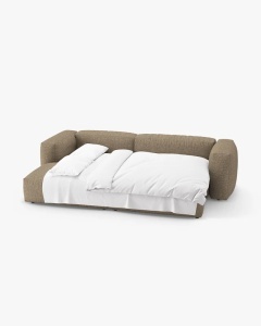COLTAR CU 2 LOCURI, MARTINA, PE STANGA, 280 CM, CAPPUCCINO, TAPITAT CU TAPITERIE DIN TEXTIL BOUCLE MONET, MICADONI - Img 4