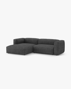 COLTAR CU 2 LOCURI, MARTINA, PE STANGA, 280 CM, GRI ANTRACIT, TAPITAT CU TAPITERIE DIN TEXTIL BOUCLE MONET, MICADONI - Img 2