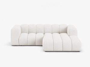 COLTAR CU 3 LOCURI LUPIN 230, PE DREAPTA, ALB, CU TAPITERIE DIN TEXTIL BOUCLE BALOO, MICADONI