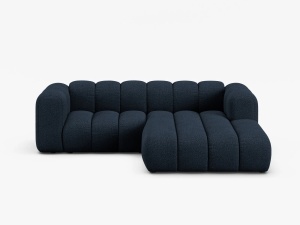 COLTAR CU 3 LOCURI LUPIN 230, PE DREAPTA, ALBASTRU INCHIS, CU TAPITERIE DIN TEXTIL BOUCLE BALOO, MICADONI