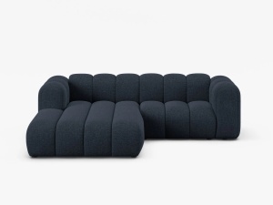 COLTAR CU 3 LOCURI LUPIN 230, PE STANGA, ALBASTRU MARIN, CU TAPITERIE DIN TEXTIL CHENILLE EDEN, MICADONI