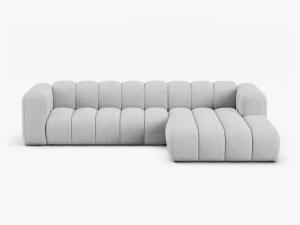 COLTAR CU 4 LOCURI LUPIN 288, PE DREAPTA, GRI DESCHIS, CU TAPITERIE DIN TEXTIL BOUCLE BALOO, MICADONI