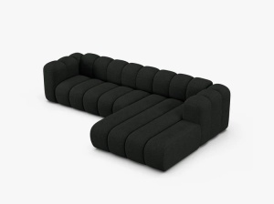 COLTAR CU 4 LOCURI LUPIN 288, PE DREAPTA, NEGRU, CU TAPITERIE DIN TEXTIL BOUCLE BALOO, MICADONI - Img 3