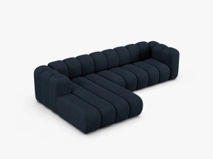 COLTAR CU 4 LOCURI LUPIN 288, PE STANGA, ALBASTRU INCHIS, CU TAPITERIE DIN TEXTIL BOUCLE BALOO, MICADONI - Img 3