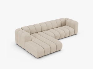 COLTAR CU 4 LOCURI LUPIN 288, PE STANGA, BEJ, CU TAPITERIE DIN TEXTIL BOUCLE BALOO, MICADONI - Img 3