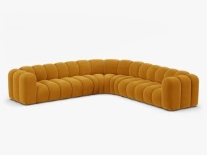 COLTAR CU 4 LOCURI LUPIN 309, GALBEN, CU TAPITERIE DIN CATIFEA SALVADORE, MICADONI - Img 2