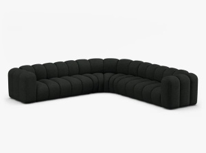 COLTAR CU 4 LOCURI LUPIN 309, NEGRU, CU TAPITERIE DIN TEXTIL BOUCLE BALOO, MICADONI - Img 2
