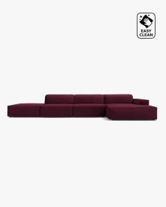 COLTAR CU 5 LOCURI JODIE, PE DREAPTA, 341X162 CM, VISINIU, TAPITAT CU TAPITERIE DIN TEXTIL CATIFEA VENUS, MICADONI