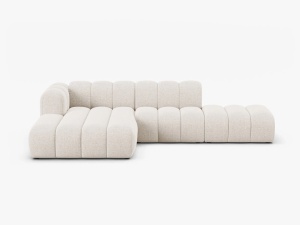 COLTAR CU 5 LOCURI LUPIN 230, PE STANGA, BEJ DESCHIS, CU TAPITERIE DIN CHENILLE EDEN, MICADONI