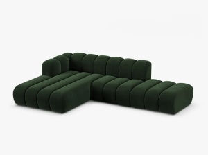 COLTAR CU 5 LOCURI LUPIN 294, PE STANGA, VERDE SMARALD, CU TAPITERIE DIN CATIFEA VENUS, MICADONI - Img 2