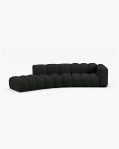 COLTAR CU 5 LOCURI, LUPIN, 335, PE STANGA, NEGRU, CU TAPITERIE DIN TEXTIL BOUCLE BALOO, MICADONI