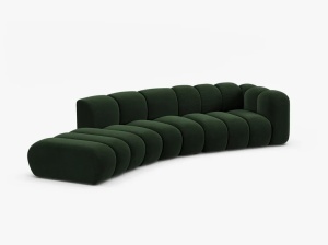 COLTAR CU 5 LOCURI, LUPIN, 335, PE STANGA, VERDE SMARALD, CU TAPITERIE DIN CATIFEA VENUS, MICADONI - Img 2