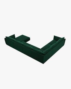 COLTAR CU 8 LOCURI, KAELLE, PE STANGA, 384 CM, VERDE SMARALD, TAPITAT CU TAPITERIE DIN TEXTIL CATIFEA BLUVEL, MICADONI - Img 3