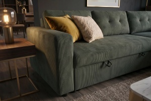 COLTAR CU SPATIU DE DEPOZITARE, APARTMENT 205CM, 3 LOCURI, REALIZAT DIN MATERIAL CATIFEA RAIAT, DE CULOARE VERDE, ARTIM GROUP - Img 5