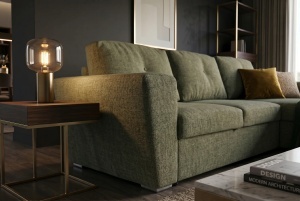 COLTAR CU SPATIU DE DEPOZITARE, APARTMENT 245CM, 3 LOCURI, REALIZAT DIN MATERIAL TEXTIL, DE CULOARE VERDE, ARTIM GROUP - Img 10