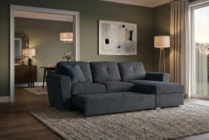 COLTAR CU SPATIU DE DEPOZITARE, APARTMENT 245CM, 3 LOCURI, REALIZAT DIN MATERIAL TEXTIL, DE CULOARE GRI, ARTIM GROUP - Img 3