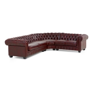 COLTAR DE LUX CHESTERFIELD 294x263CM, DIN PIELE NATURALA, CULOARE ROSIE, ARTIM SELECTION