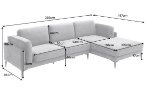 COLTAR DREAPTA, MANHATTEN 295CM, TESATURA CHENILLE GRI, ARTIM GROUP SELECTION - Img 2