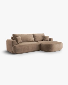 COLTAR EXTENSIBIL ELLA, PE DREAPTA, BEJ INCHIS, 271X174 CM, TAPITAT CU TAPITERIE DIN TEXTIL CATIFEA VOGUE, MICADONI - Img 2