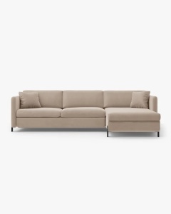 COLTAR EXTENSIBIL GLORIA, BEJ, PE DREAPTA, 266 CM, TAPITAT CU TAPITERIE DIN TEXTIL CATIFEA SALVADOR, MICADONI