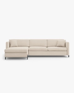 COLTAR EXTENSIBIL GLORIA, BEJ, PE STANGA, 266 CM, TAPITAT CU TAPITERIE DIN TEXTIL STRUCTURAT BJORN, MICADONI