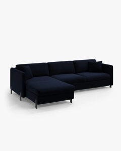COLTAR EXTENSIBIL GLORIA, NEGRU, PE STANGA, 266 CM, TAPITAT CU TAPITERIE DIN TEXTIL CATIFEA SALVADOR, MICADONI - Img 6