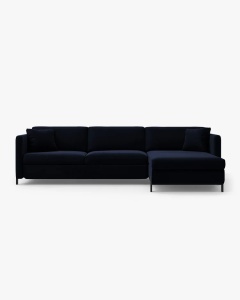 COLTAR EXTENSIBIL GLORIA, PE DREAPTA, ALBASTRU ROYAL, 170X286 CM, TAPITAT CU TAPITERIE DIN TEXTIL CATIFEA SALVADOR, MICADONI