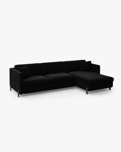 COLTAR EXTENSIBIL GLORIA, PE STANGA, NEGRU, 170X286 CM, TAPITAT CU TAPITERIE DIN TEXTIL CATIFEA SALVADOR, MICADONI - Img 3
