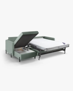 COLTAR EXTENSIBIL GLORIA, VERDE MENTA, PE STANGA, 266 CM, TAPITAT CU TAPITERIE DIN TEXTIL STRUCTURAT BJORN, MICADONI - Img 3