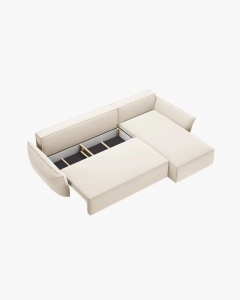 COLTAR EXTENSIBIL KAELLE, 252 CM, PE DREAPTA, BEJ DESCHIS, CU TAPITERIE DIN TEXTIL CATIFEA BLUVEL, MICADONI - Img 4
