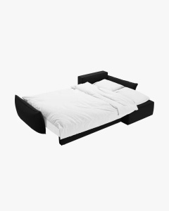 COLTAR EXTENSIBIL KAELLE, 252 CM, PE DREAPTA, NEGRU, CU TAPITERIE DIN TEXTIL CATIFEA BLUVEL, MICADONI - Img 2