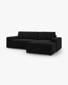 COLTAR EXTENSIBIL, PE DREAPTA, JODIE, 246X151 CM, NEGRU, TAPITAT CU TAPITERIE DIN TEXTIL CATIFEA BLUVEL, MICADONI - Img 6