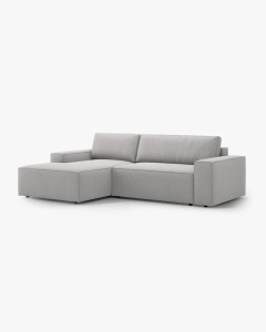 COLTAR EXTENSIBIL, PE STANGA, JODIE, 246X151 CM, GRI DESCHIS, TAPITAT CU TAPITERIE DIN TEXTIL STRUCTURAT MEGAN, MICADONI - Img 3